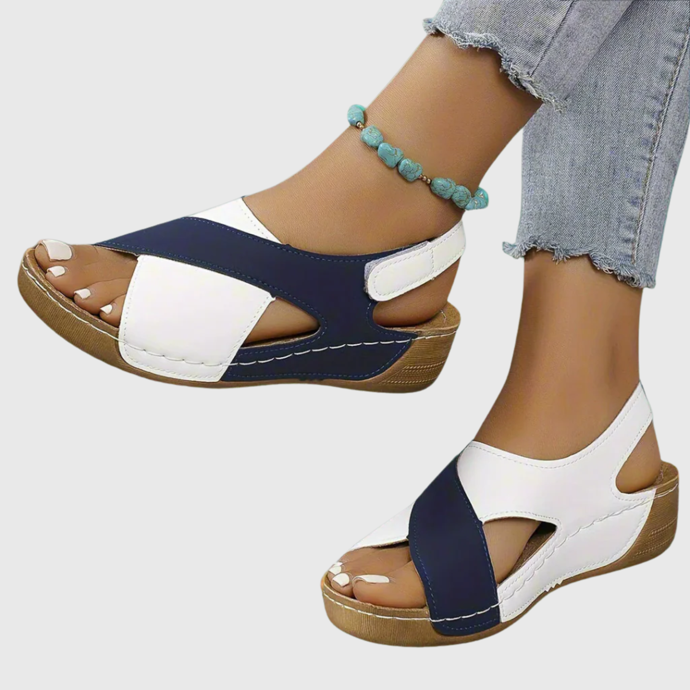 Begoña · Cómoda Sandalia Slingback de Cuña en Colorblock - Raúl & Sara Madrid