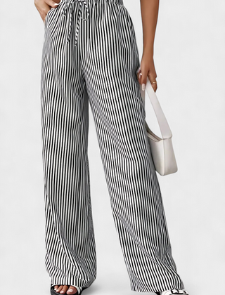 Pantalones Rectos Ligeros Sabrina con Cintura Ajustable y Diseño a Rayas - Raúl & Sara Madrid