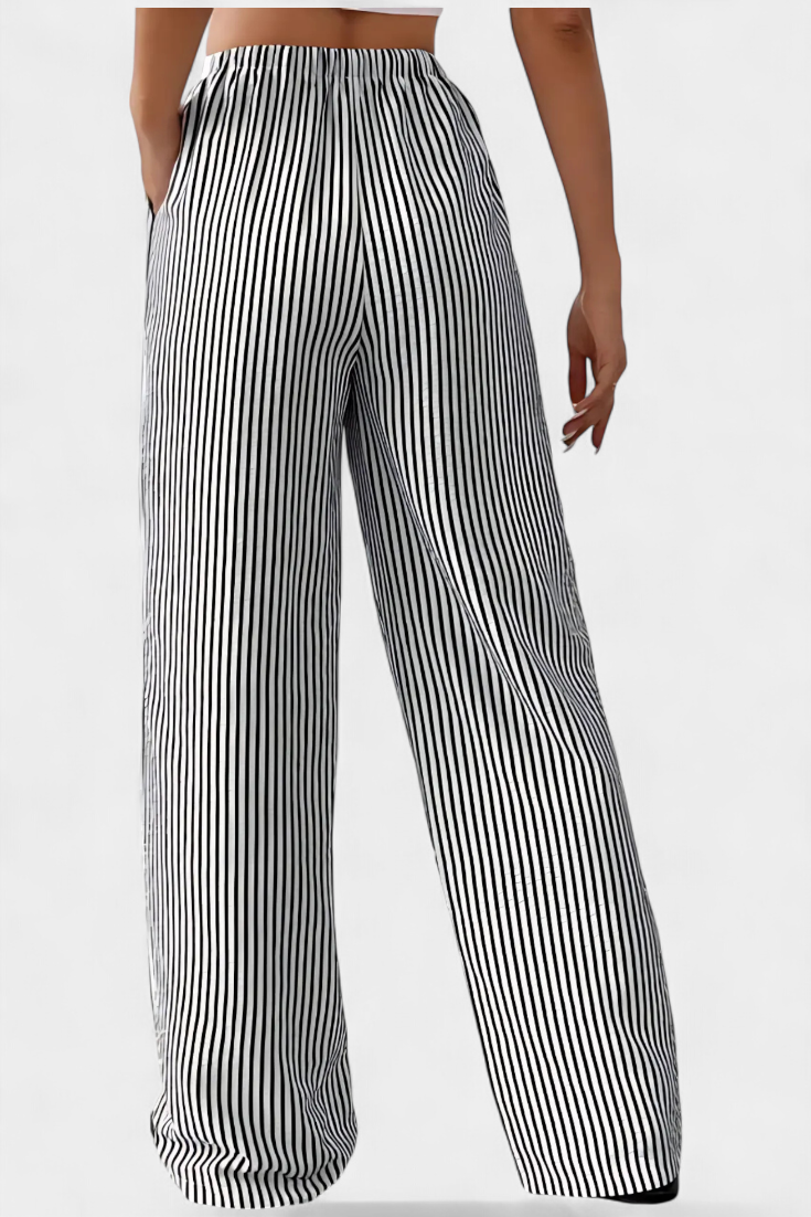 Pantalones Rectos Ligeros Sabrina con Cintura Ajustable y Diseño a Rayas - Raúl & Sara Madrid