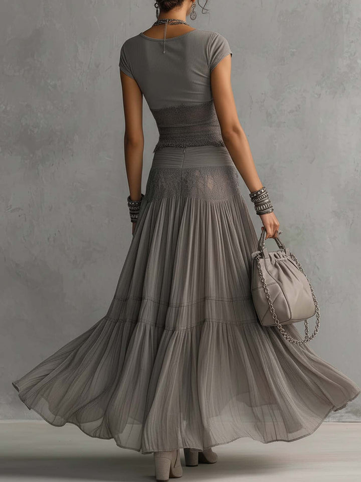 Paulina™ | Conjunto gris de encaje efecto estilizador