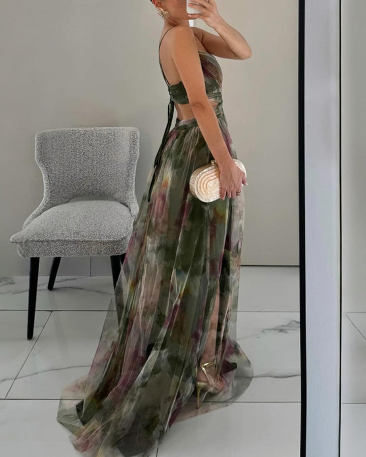 Giselle | Vestido largo encantador con estampado floral