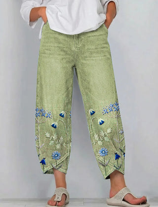 Brígida · Pantalones Casual con Bordado Floral - Raúl & Sara Madrid