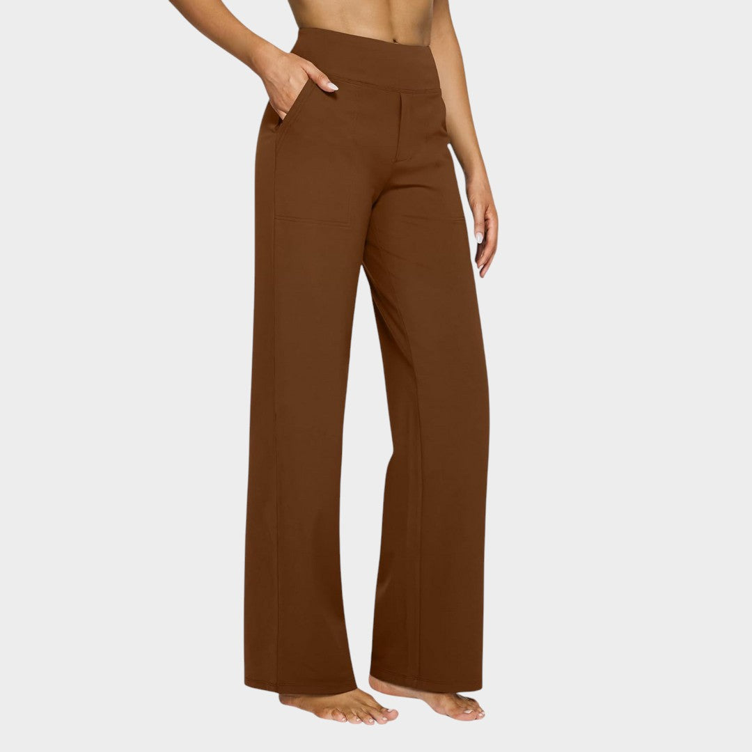 Calista · Pantalones de mujer de pierna ancha en marrón - Raúl & Sara Madrid