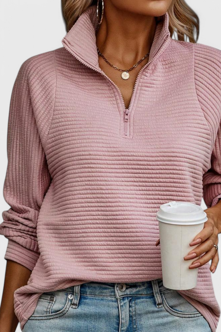 Helene | Jersey de Cuello en V con Cremallera