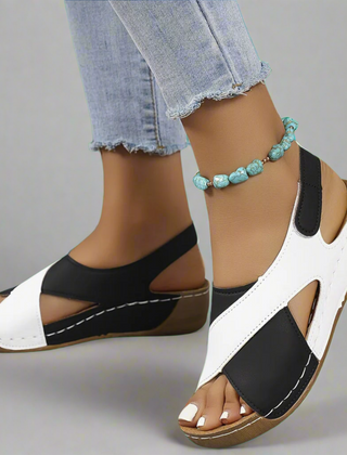 Begoña · Cómoda Sandalia Slingback de Cuña en Colorblock - Raúl & Sara Madrid