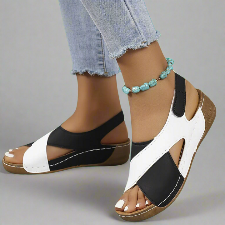 Begoña™ | Cómoda Sandalia Slingback de Cuña en Colorblock