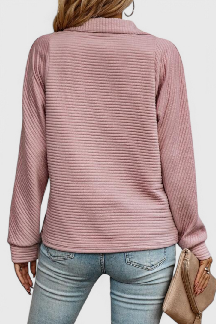 Helene | Jersey de Cuello en V con Cremallera