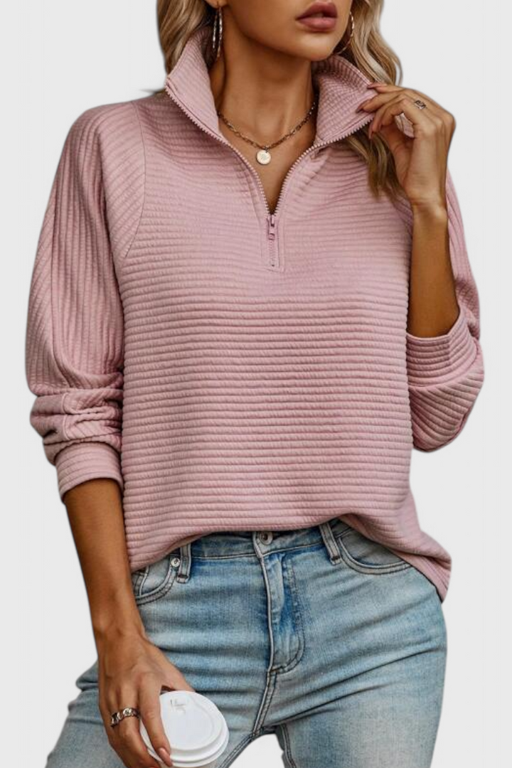 Helene | Jersey de Cuello en V con Cremallera