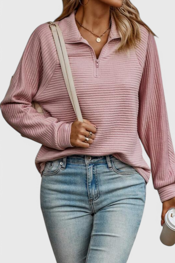 Helene | Jersey de Cuello en V con Cremallera