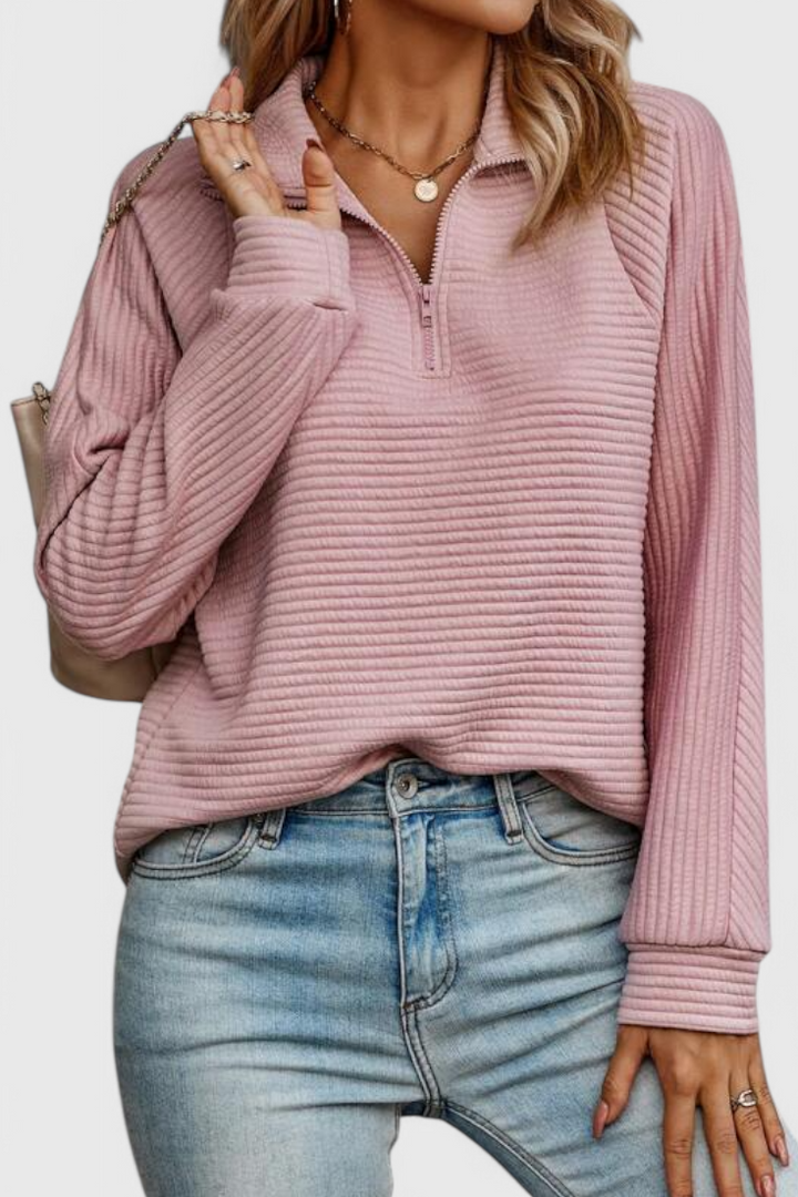 Helene | Jersey de Cuello en V con Cremallera