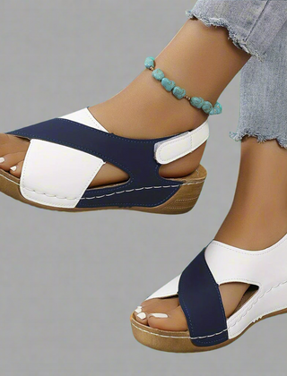 Begoña · Cómoda Sandalia Slingback de Cuña en Colorblock - Raúl & Sara Madrid