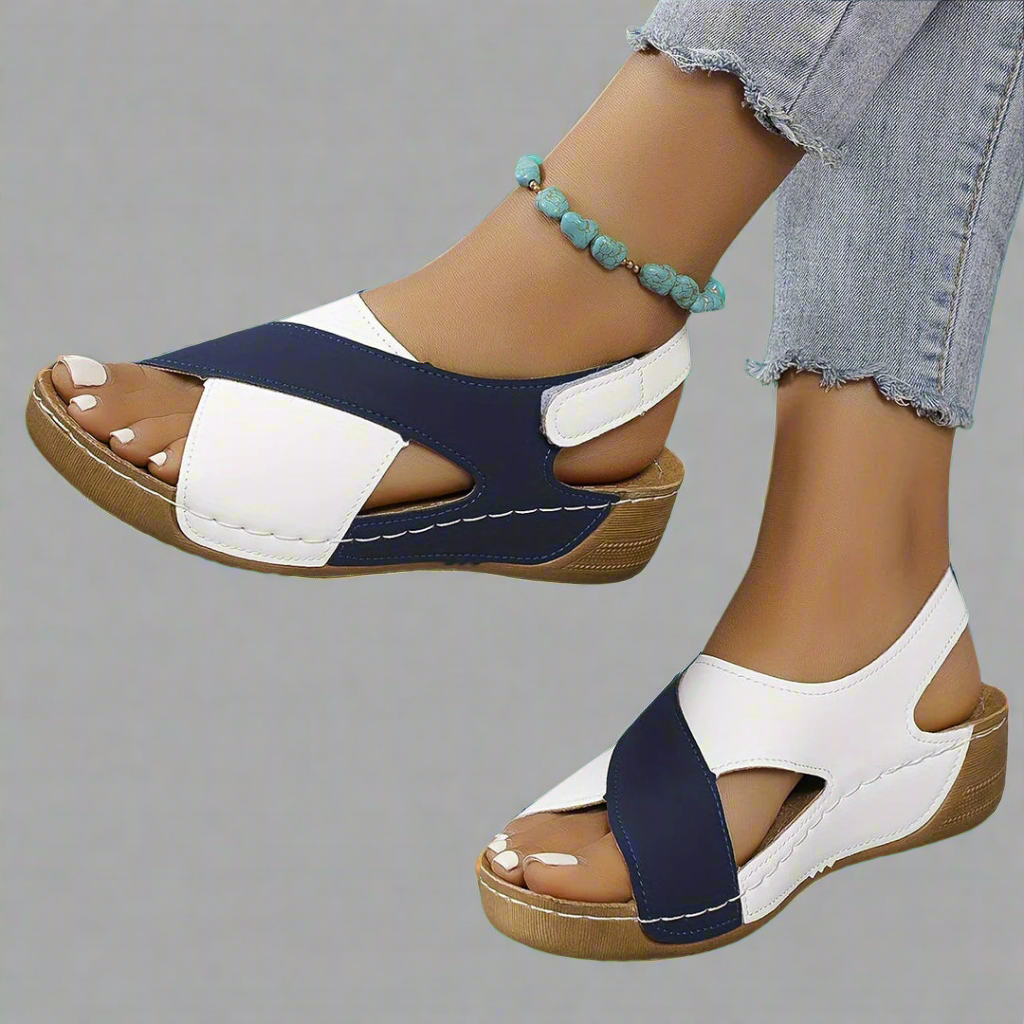 Begoña™ | Cómoda Sandalia Slingback de Cuña en Colorblock