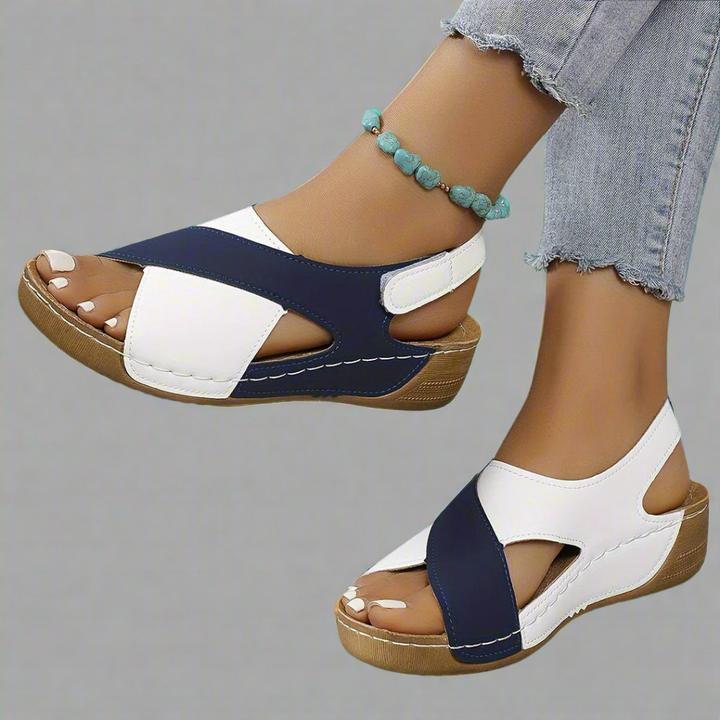 Begoña™ | Cómoda Sandalia Slingback de Cuña en Colorblock