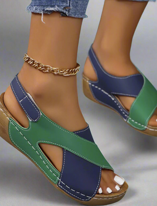 Begoña · Cómoda Sandalia Slingback de Cuña en Colorblock - Raúl & Sara Madrid