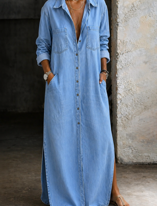 Valeriana · Maxi Vestido Camisero con Botones y Abertura - Raúl & Sara Madrid