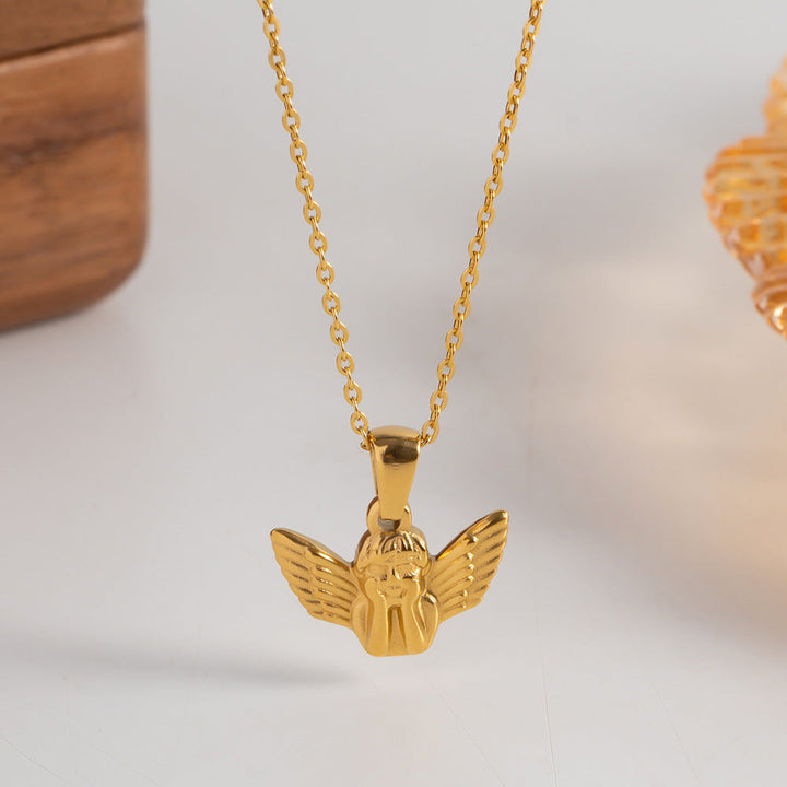 Frieda – Collana dorata con pendente a forma di ala d'angelo