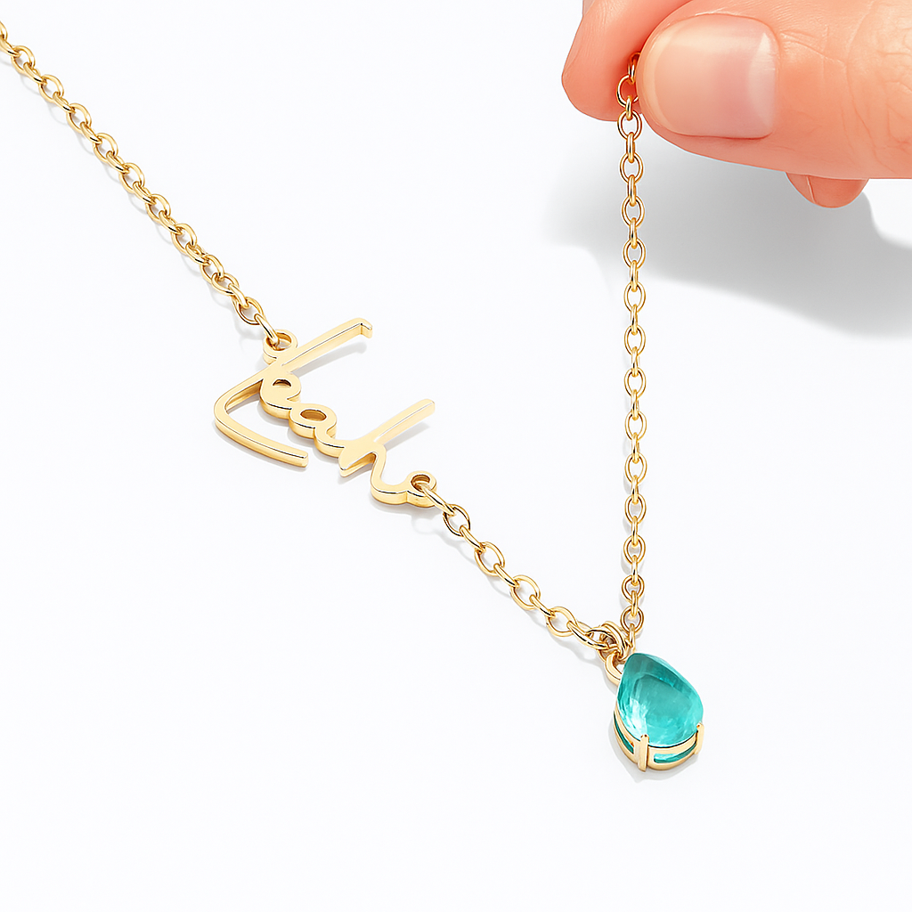 Livia – Collar dorado con colgante en turquesa