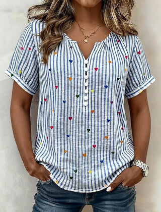 Cristina · Camisa de Rayas con Diseño de Corazones - Raúl & Sara Madrid