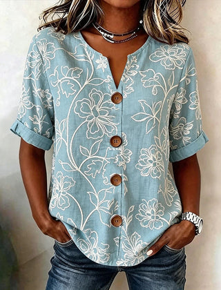 Rosalía · Blusa Vintage Floral con Botones y Manga 3/4 - Raúl & Sara Madrid