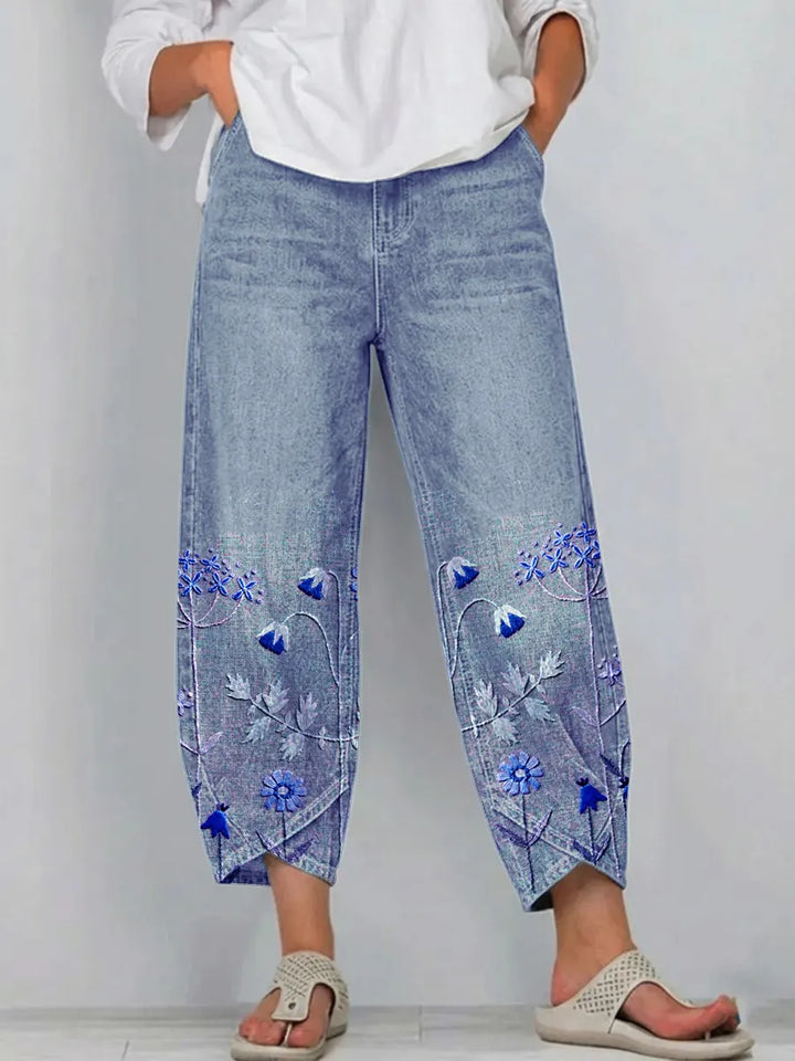 Brígida™ | Pantalones Casual con Bordado Floral