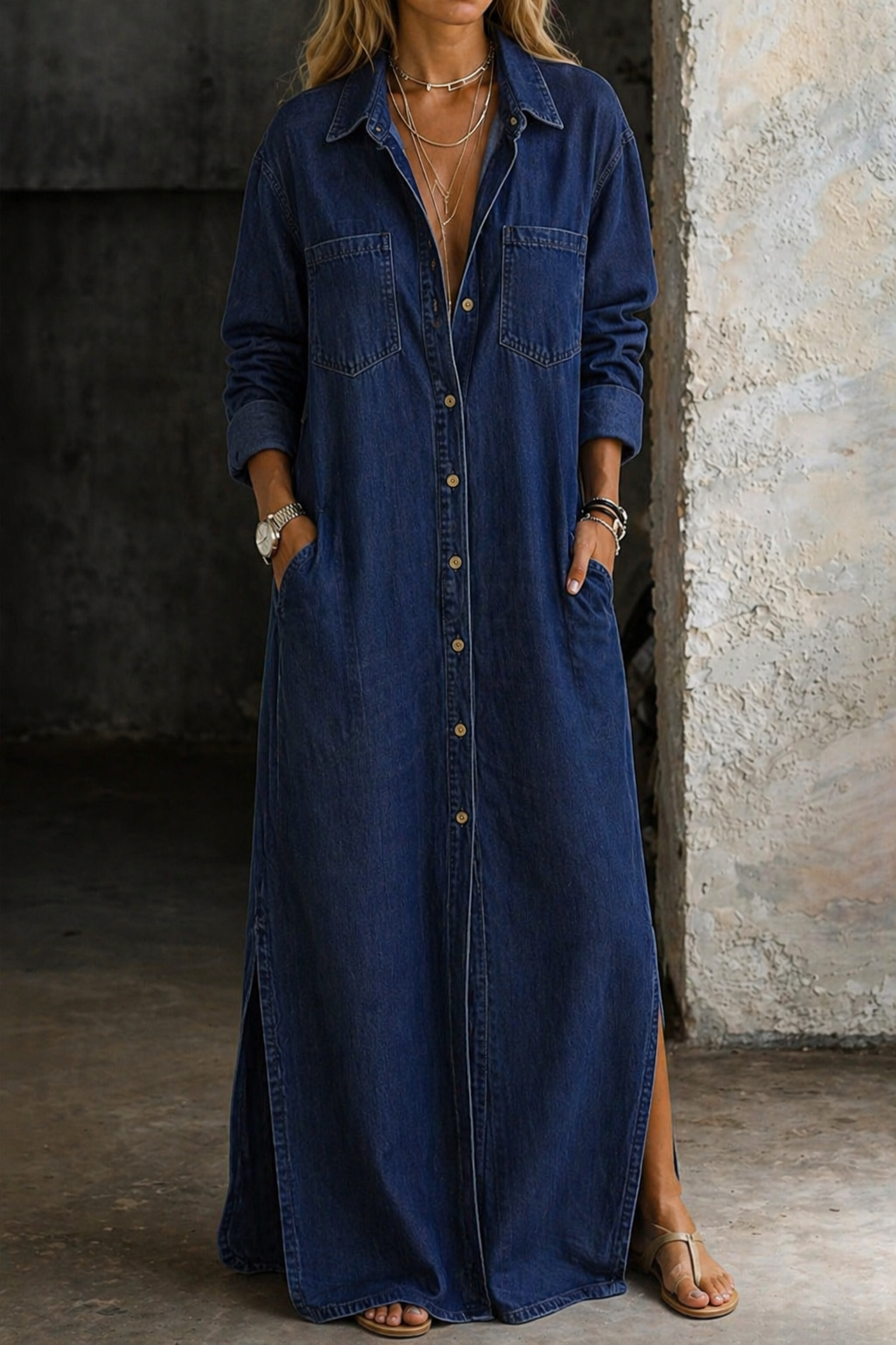 Valeriana · Maxi Vestido Camisero con Botones y Abertura - Raúl & Sara Madrid