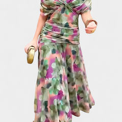 Vestido largo floral con escote en v - Raúl & Sara Madrid