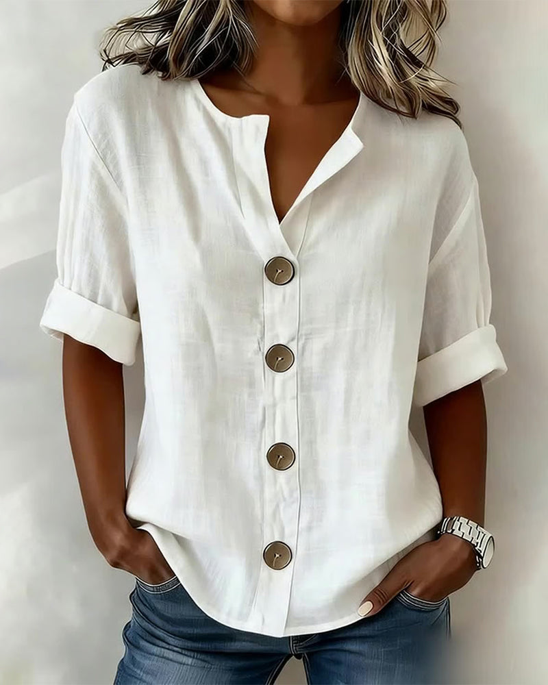 Blusa Mujer Algodón con Botones – Estilo Suelto y Comodidad Diaria