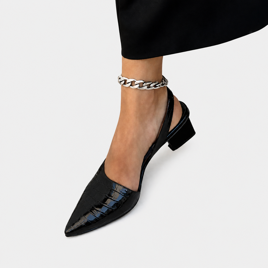 Micaela · Zapatos de Tacón Bloque con Punta Cuadrada - Raúl & Sara Madrid
