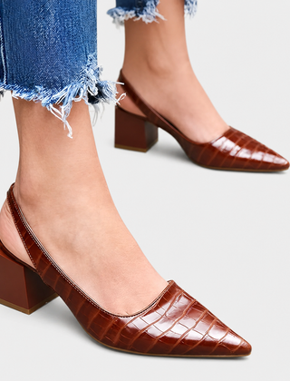 Micaela · Zapatos de Tacón Bloque con Punta Cuadrada - Raúl & Sara Madrid