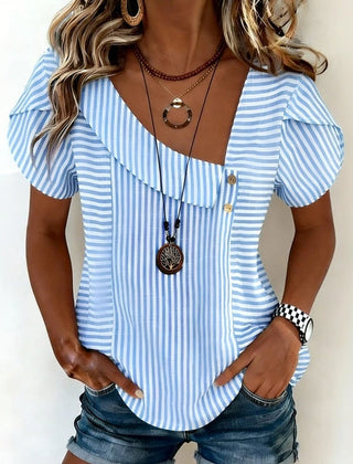Lola · Blusa Rayas con Escote Asimétrico - Raúl & Sara Madrid