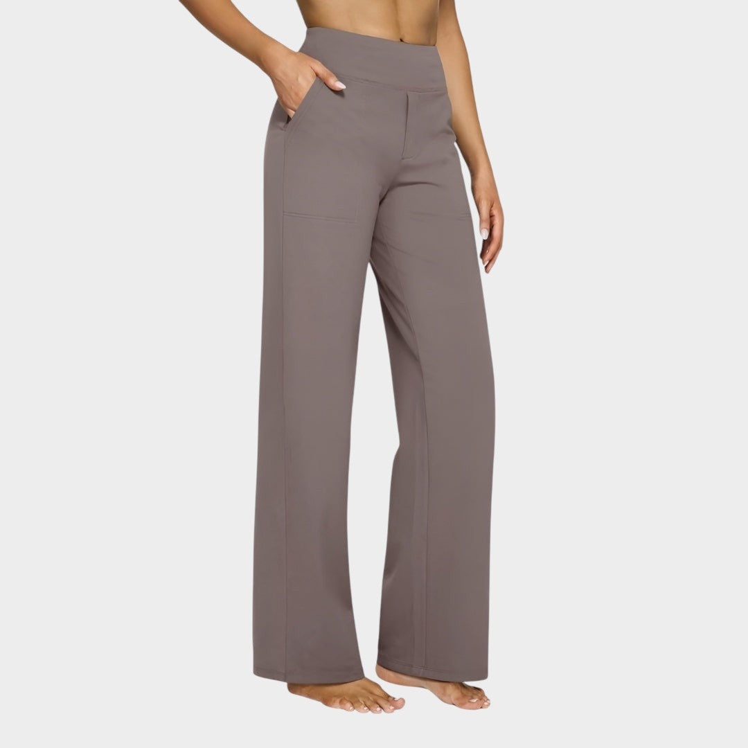 Calista · Pantalones de mujer de pierna ancha en marrón - Raúl & Sara Madrid