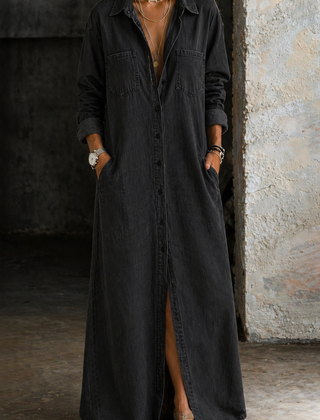 Valeriana · Maxi Vestido Camisero con Botones y Abertura - Raúl & Sara Madrid