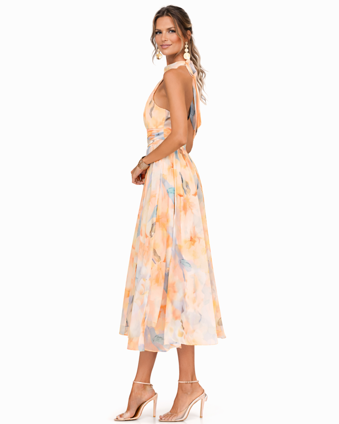 Aurora™ | Vestido maxi halter con estampado acuarela