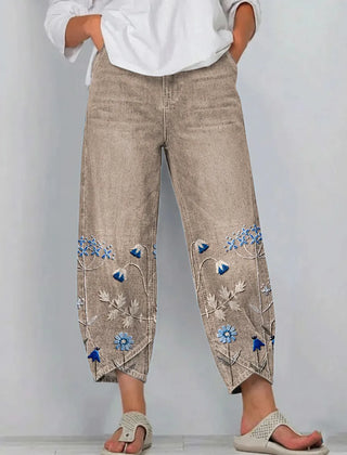 Brígida · Pantalones Casual con Bordado Floral - Raúl & Sara Madrid