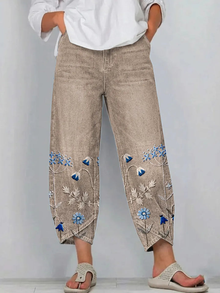 Brígida™ | Pantalones Casual con Bordado Floral