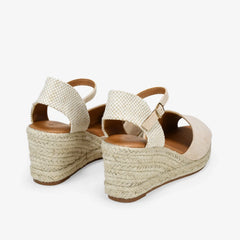 Sandalias beige con cuña de esparto - Raúl & Sara Madrid