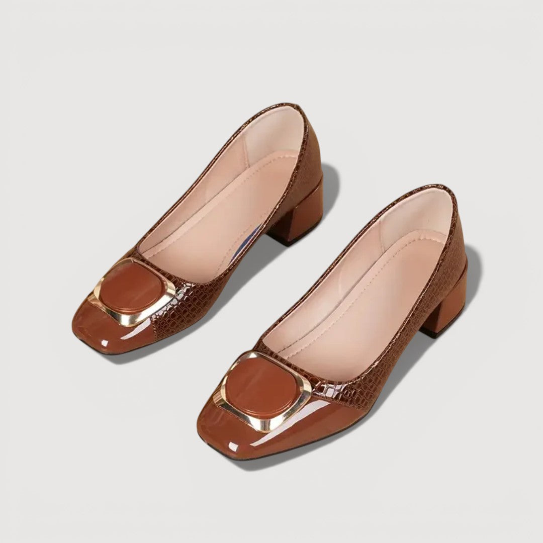 Livana™ | Tacones Cuadrados con Textura Croco
