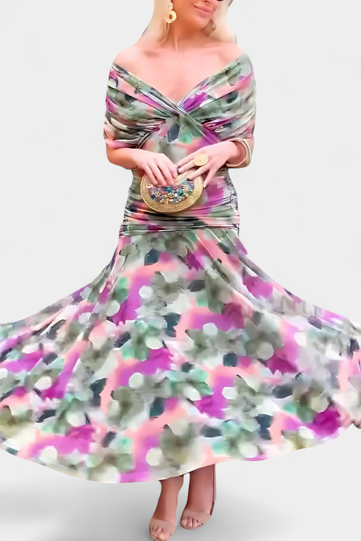 Alondra™ | Vestido largo floral con escote en V