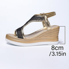 Elegantes sandalias sin cordones para mujer con tacón de cuña - Raúl & Sara Madrid