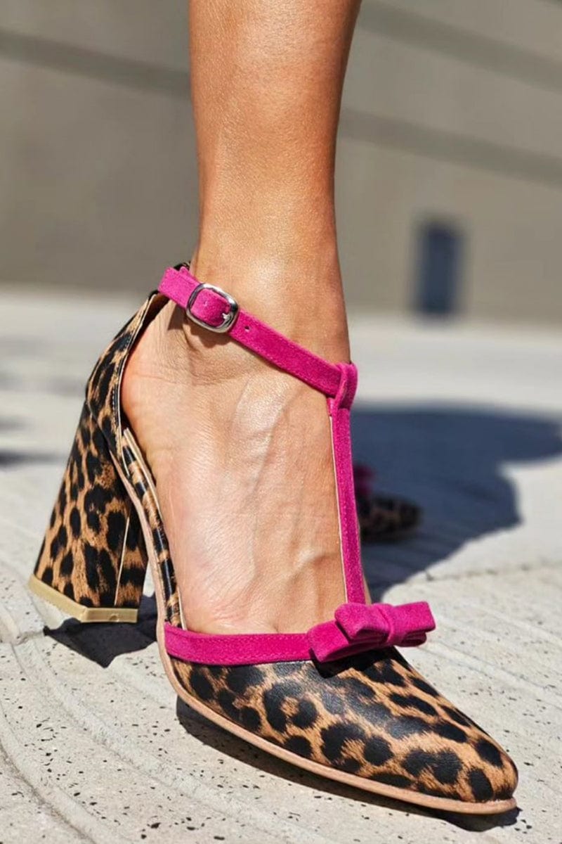 Ximena™ | Tacones Altos con Estampado de Leopardo y Toque Fucsia