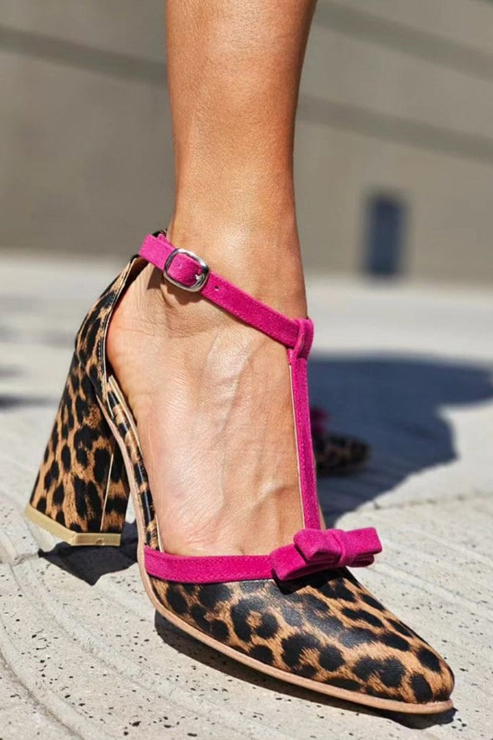 Ximena™ | Tacones Altos con Estampado de Leopardo y Toque Fucsia