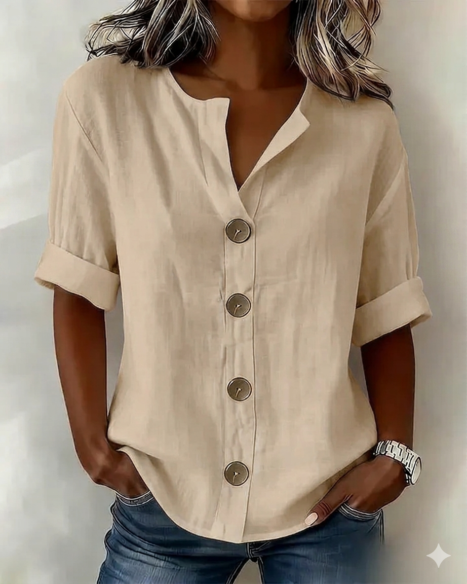 Blusa Mujer Algodón con Botones – Estilo Suelto y Comodidad Diaria