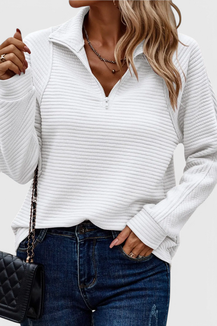 Helene | Jersey de Cuello en V con Cremallera