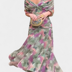 Vestido largo floral con escote en v - Raúl & Sara Madrid