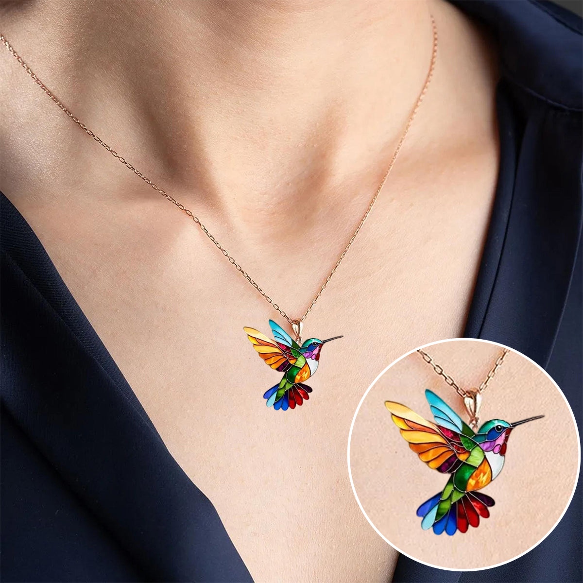 Collar Colibrí · Elegante Collar de Colibrí en Vivos Colores - Raúl & Sara Madrid