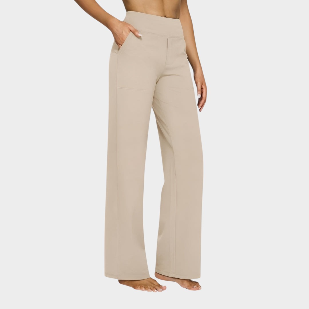 Calista · Pantalones de mujer de pierna ancha en marrón - Raúl & Sara Madrid