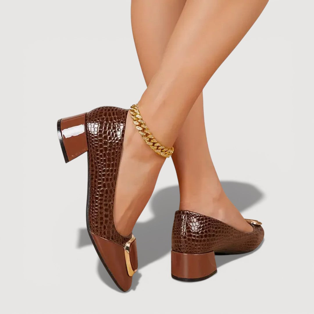 Livana™ | Tacones Cuadrados con Textura Croco