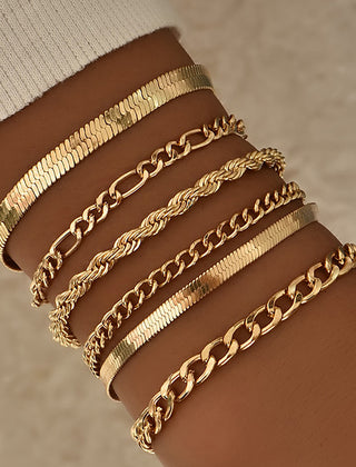 Conjunto de 6 pulseras de cadena cubana - Raúl & Sara Madrid