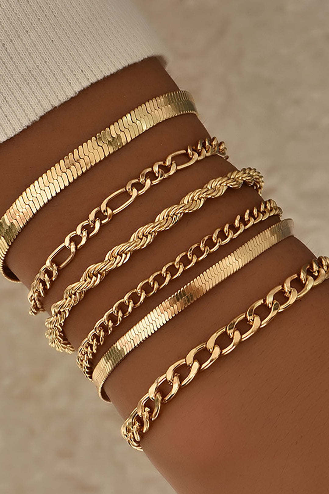 Conjunto de 6 pulseras de cadena cubana - Raúl & Sara Madrid