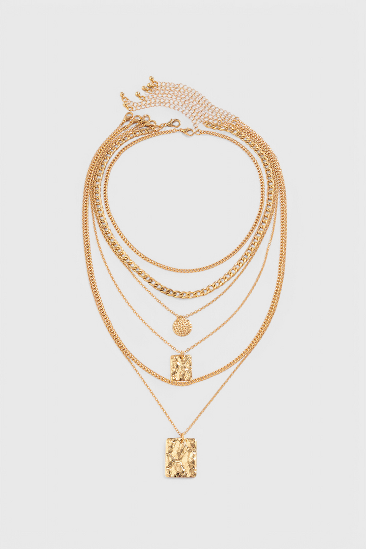 Collar de Cadena de Metal con Colgante Geométrico